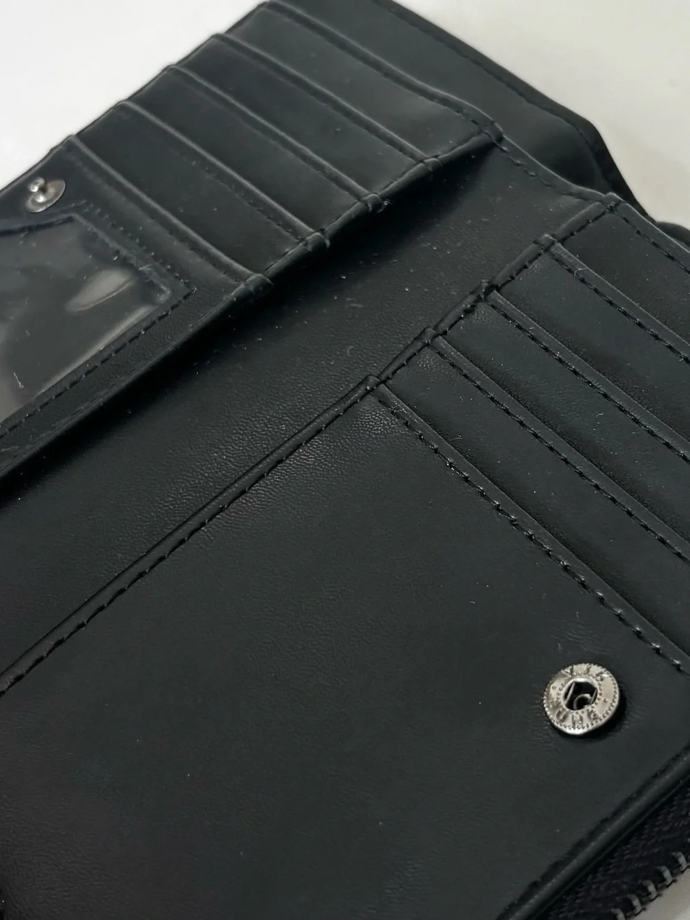 No Boundaries Vegan Leather Bi-fold Snap Wallet w/Zipper Pouch Coin Purse Black